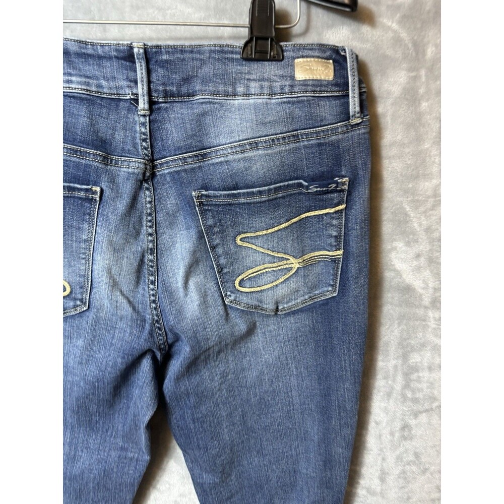 Seven 7 Woman’s Jeans Size 14 Ultra High Rise Skinny Blue Tummy Less Length 29 - Picture 3 of 9